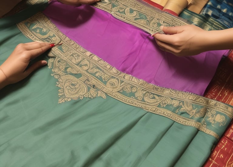 A tailor making precise alterations on a school uniform.