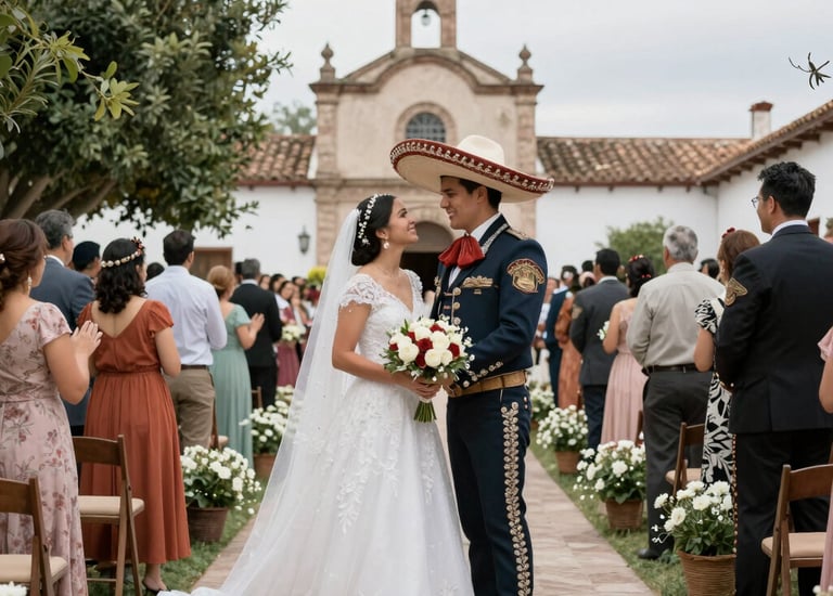 Elegant wedding landing page mockup with floral accents and soft lighting