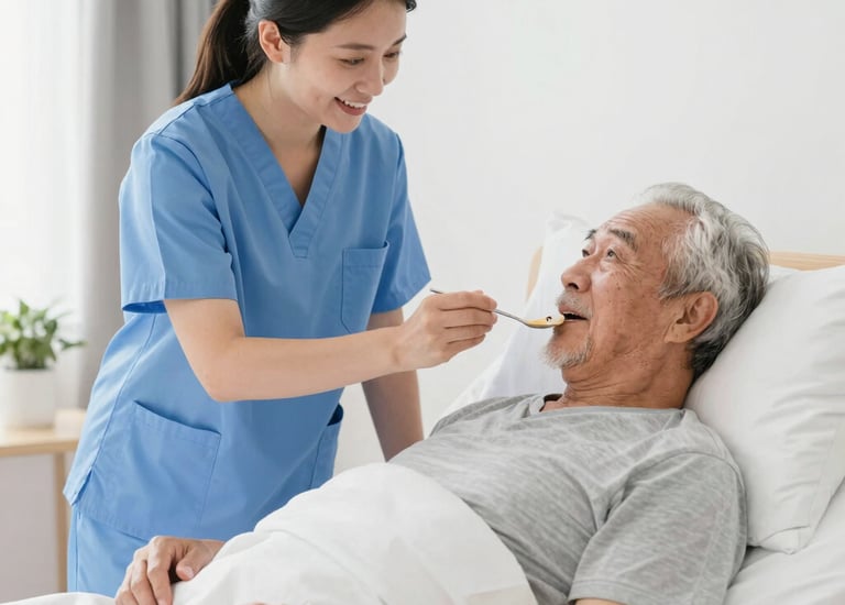 A caregiver and client sharing a laugh while reading a book together.