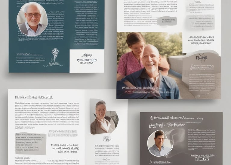 A stack of colorful brochures fanned out on a wooden table.