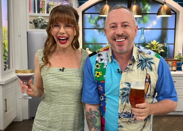 Dan Clapson and Mary Berg on the set of The Good Stuff at the Bell Media building at 299 Queen.