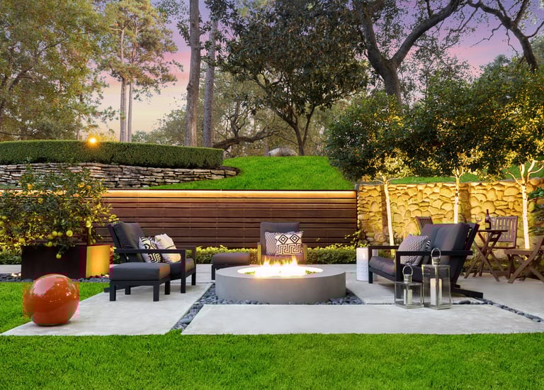 strip lighting and up lighting a cobblestone wall