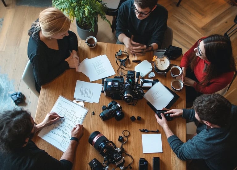 A group of creatives brainstorming ideas for a new project