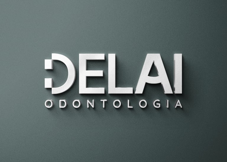 o logo de delai odontologia sobre um fundo verde