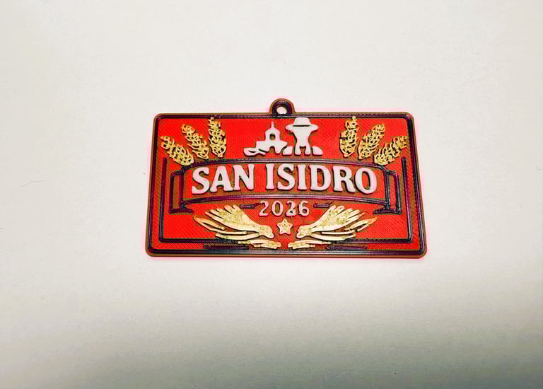 Llavero conmemorativo impreso en 3D para las Fiestas de San Isidro 2026