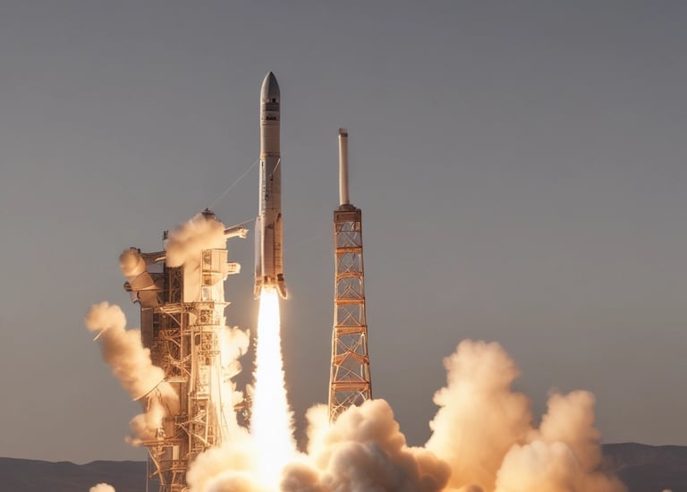 Arocket launching off of a pad
