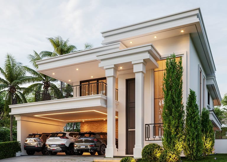 a house with a car parked in front of it