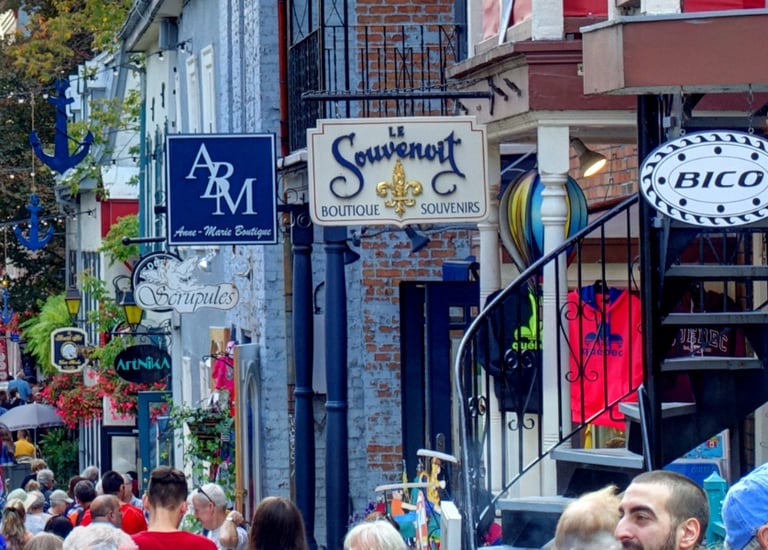 Shops on busy Quebec City street