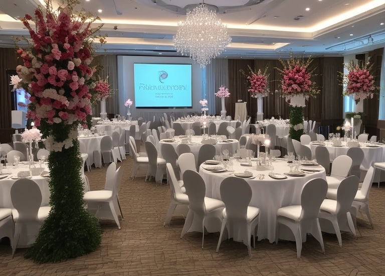 An elegant corporate event space with sophisticated decor.