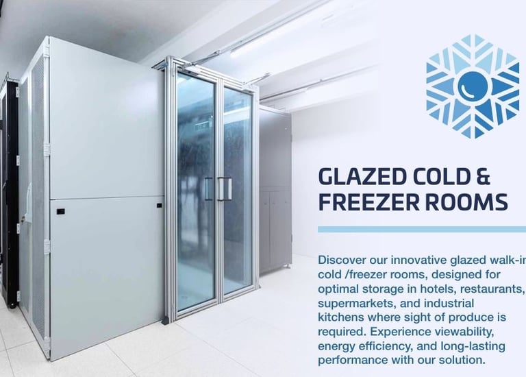a freezer Room with Glass sling doors