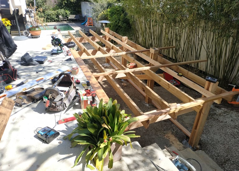 structure poteau poutre pour terrasses bois