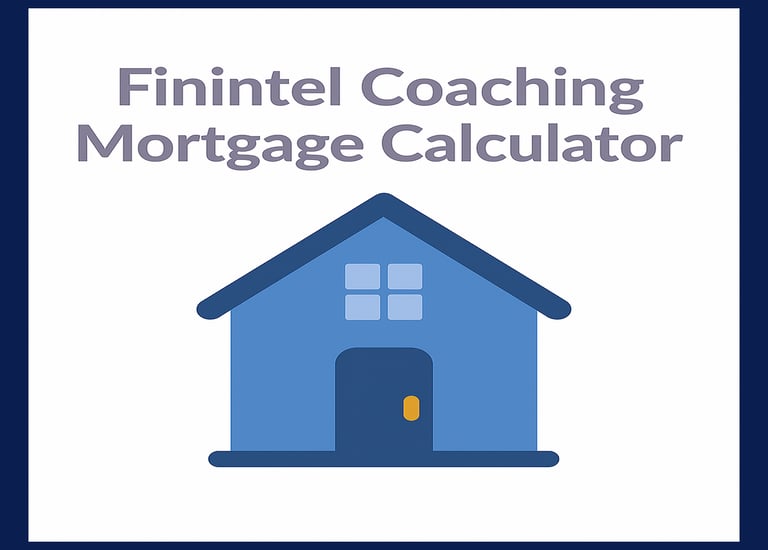 a blue house with a blue and white text that says mortgage calculator