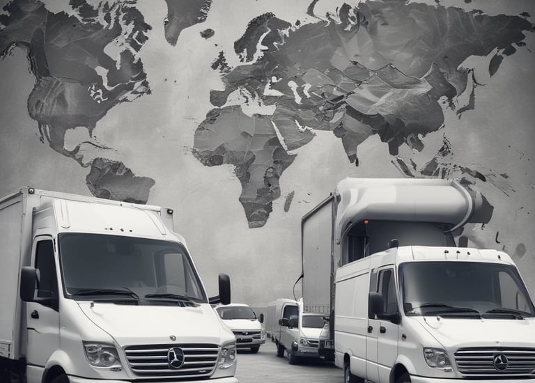 A delivery person wearing a blue jacket and a large blue backpack with the logo 'stuart Same Day Delivery' is standing next to a blue bicycle. The person is facing away from the camera, and they are near storefronts including a Zara store. Other people are visible in the background, along with various street elements such as bollards and signs.