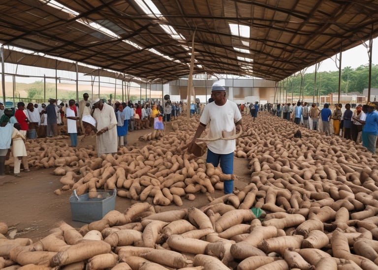 Workers collaborating in a mineral processing facility.