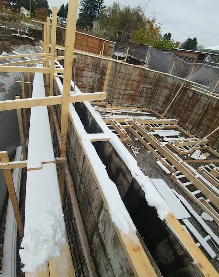 Concrete forms In Cold snow weather