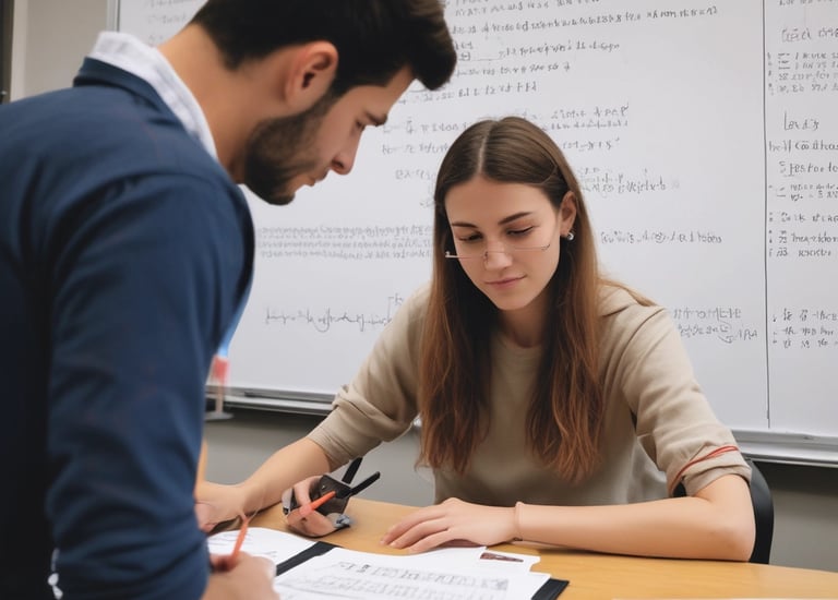 A group of students collaborating on math problems.