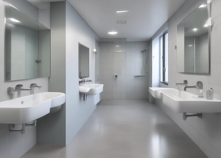 A pristine bathroom with shining fixtures.