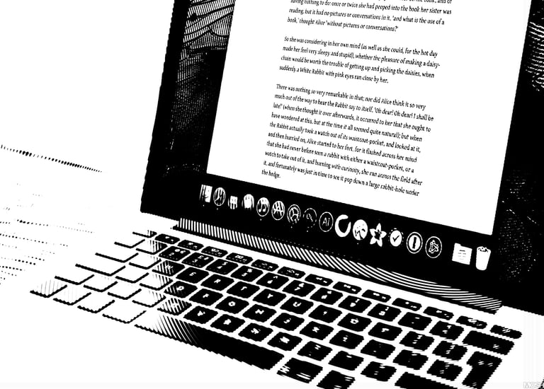 Laptop with a document on screen