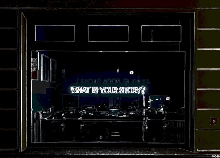 An office with text what is your story