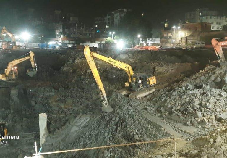 a construction site with construction equipment and construction equipment