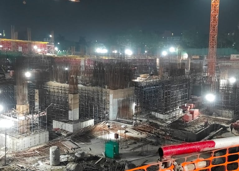 a construction site with a crane and a crane