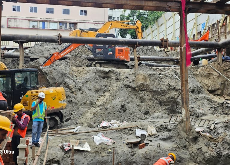 a group of construction workers working on a construction site