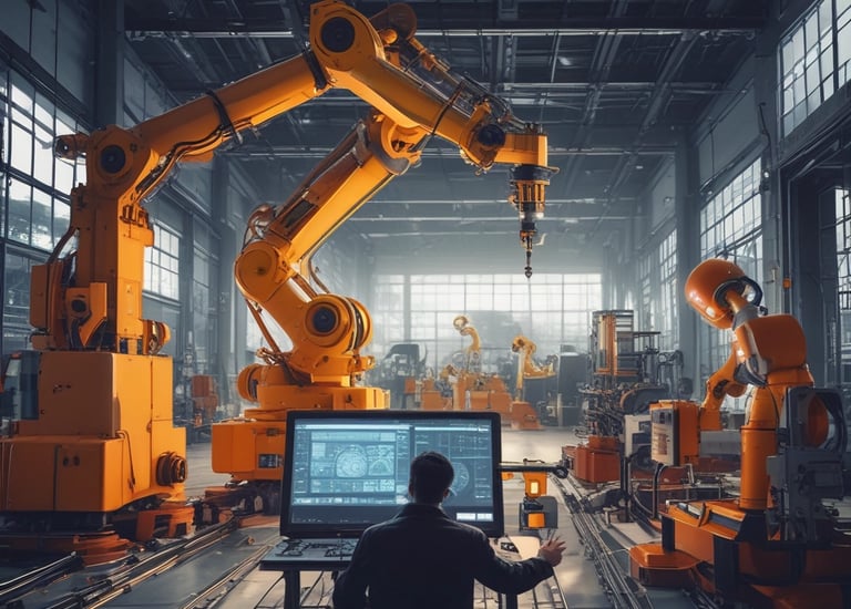 A complex assembly of industrial machinery components with numerous metal pipes, valves, and connectors. The surface has a metallic texture with a greyish color, and the equipment appears to be well-maintained.