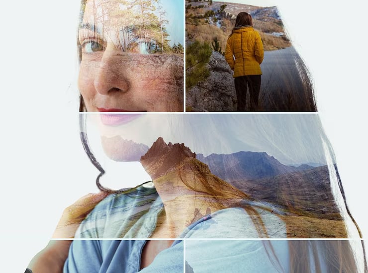 woman photo collage creation