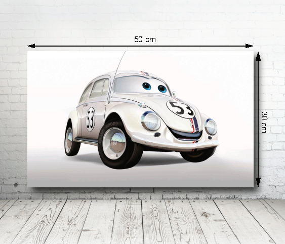 a car with a large poster of a cartoon character