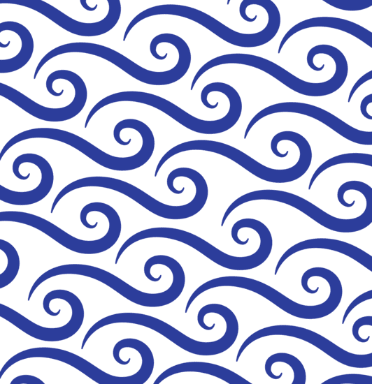 a blue and white pattern of a wave of waves