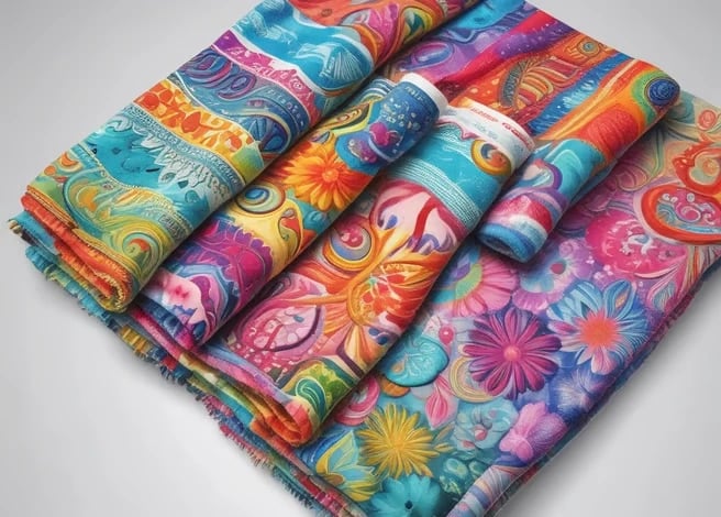 a bunch of colorful fabrics and fabric with a variety of different colors
