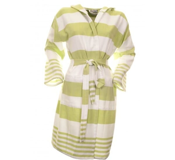 a woman's rober with a striped robe and a rober