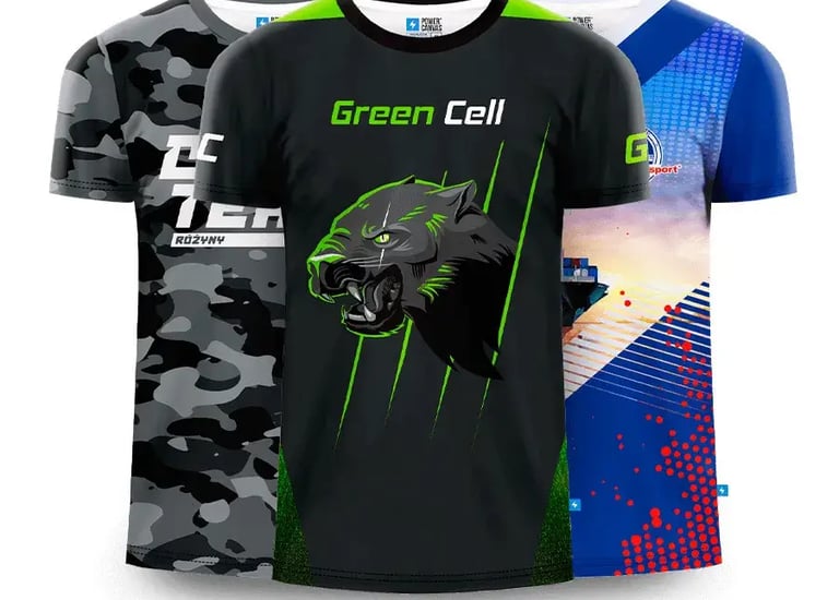a green and black shirt with a camo print on it