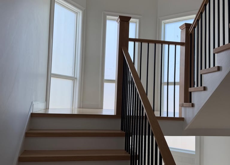 Interior glass railing and staircase installation