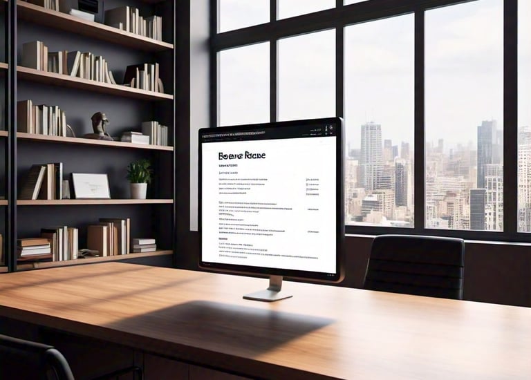 a computer monitor screen showing a resume