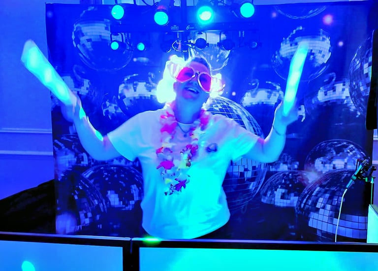 DJ Girl dancing at the wedding disco