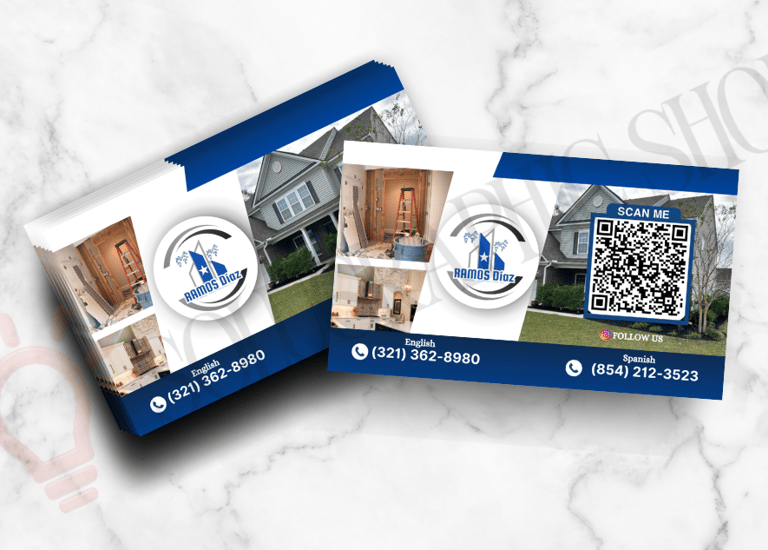 Tarjeta de presentación personalizada con logo y código QR, diseño por Solugraphic Shop