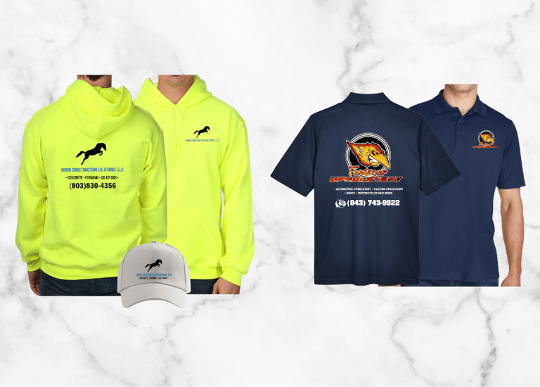 Hoodie, gorra vinil y polo DTF personalizados con logo - Solugraphic Shop