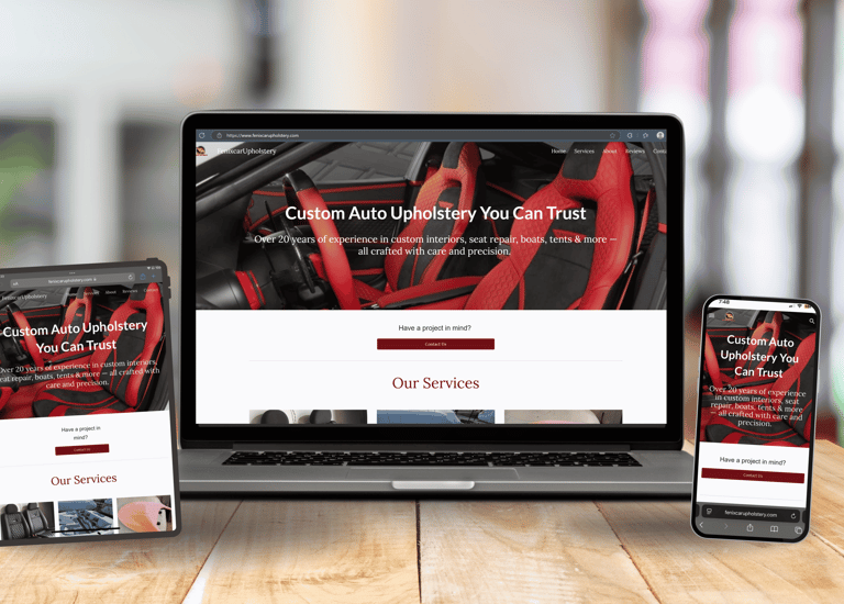 Diseño web responsivo de Solugraphic Shop en computadora, tablet y teléfono