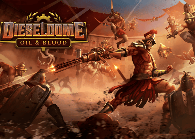 DIESELDOME keyart - a boomer shooter meets survivors-like indie game