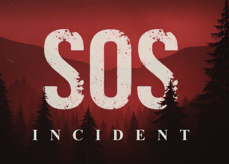 SOS Incident game key art - narrative driven psychological horror indie game