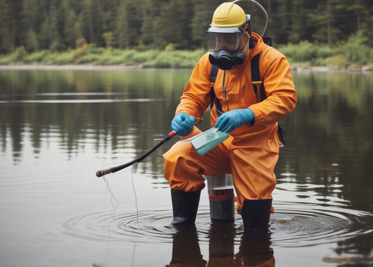 a person in a blue mask and gloves holding a tablet