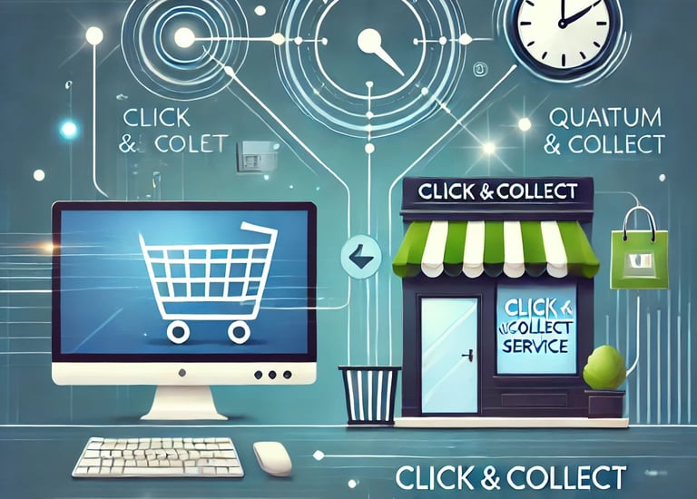 Service "Click & Collect" connecté, combinant achats en ligne et collecte rapide en magasin.