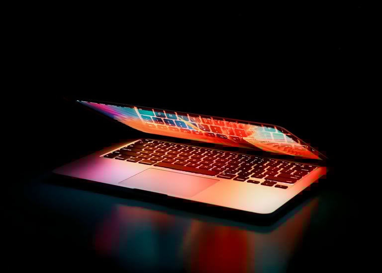 Une ouverture d'ordinateur portable
