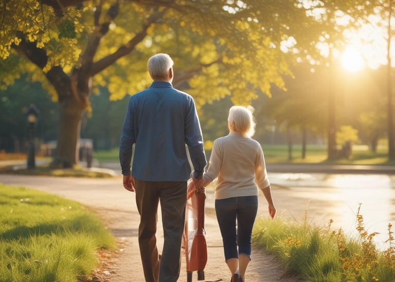 A quiet street scene features a row of brick buildings, including the GHM Insurance Agency. The street is lined with sidewalks adorned with colorful flowers in planters. An American flag is mounted on a lamppost, and across the street are more brick buildings with architectural details. A few cars are parked along the street.
