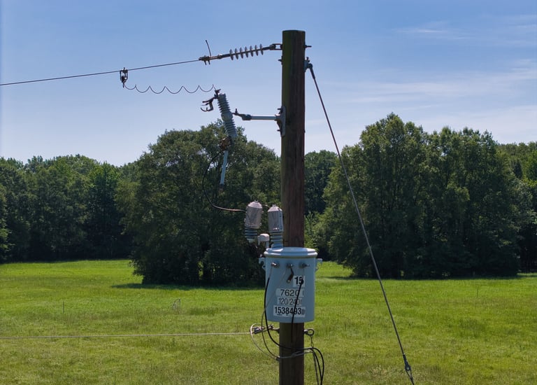 Close up image of a utility pole