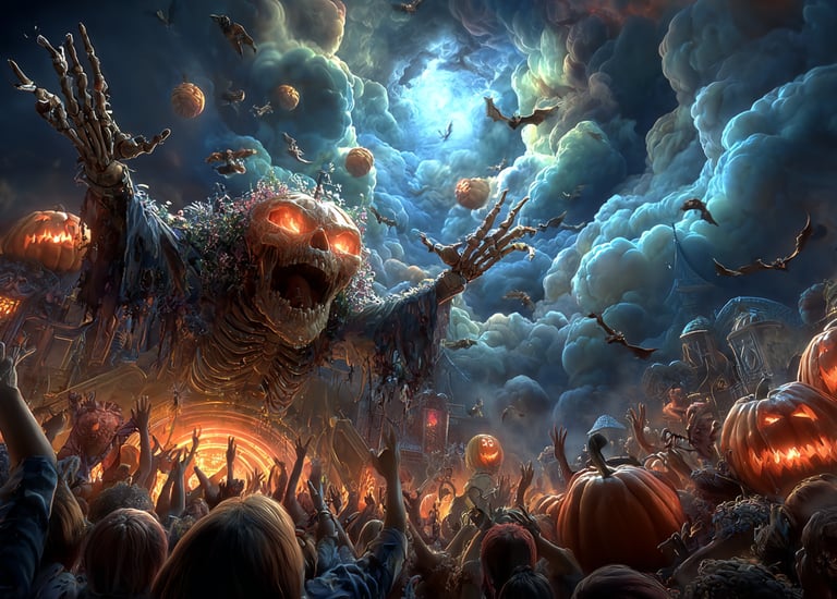 crowd dancing to the spooky music 