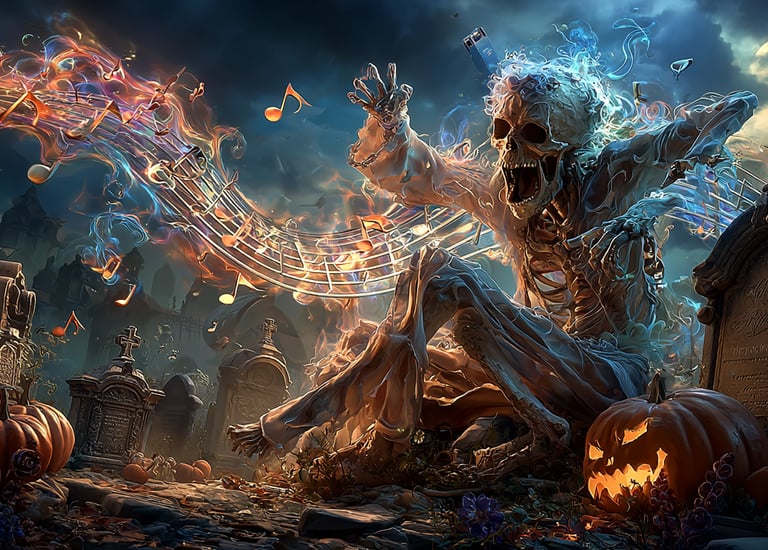 Album art for EmberVox song showing a ghoul singing