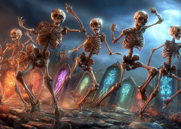 skeletons dancing to the music 