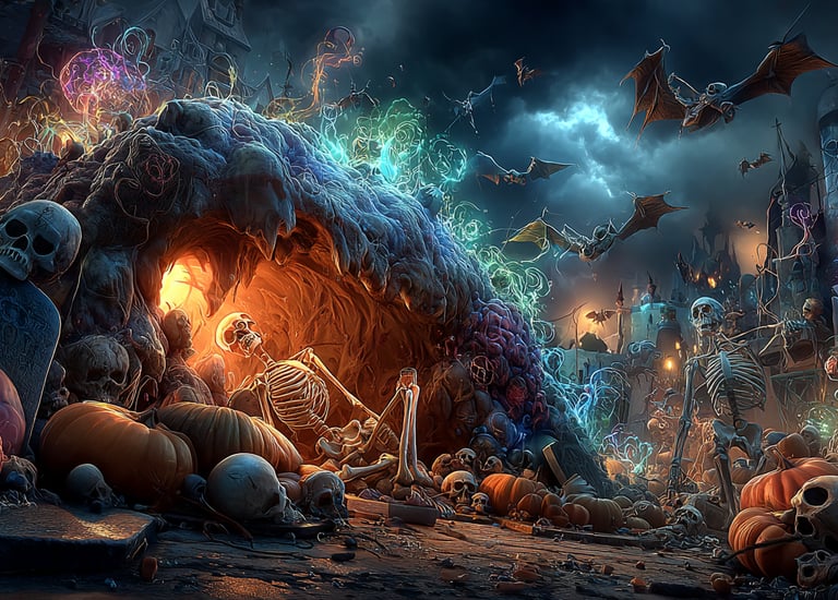 Album art for EmberVox song showing a skeleton